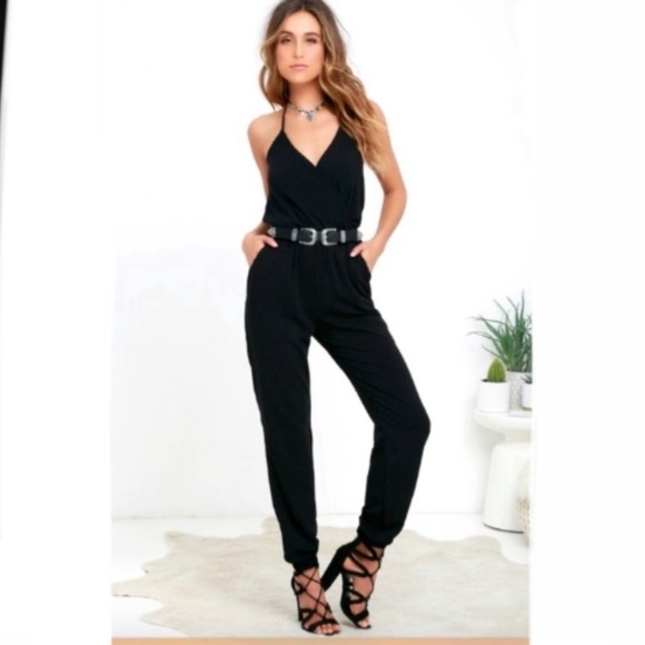 lulus black overalls